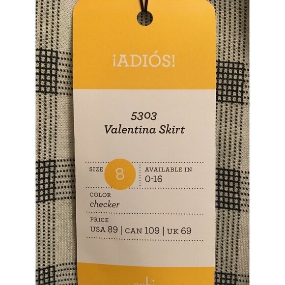 CAbi $89 Valentina  Modern Plaid Ponte Knit Pencil Skirt Gray Black - Size 8 NEW - Picture 4 of 5